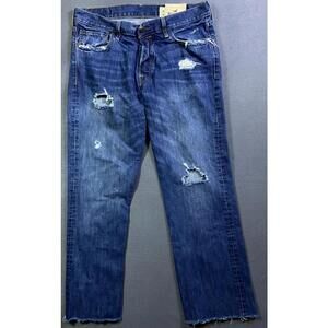 Hollister Boot Cut Jeans Mens 34x34 act.37x31 Denim Distressed Destroyed 90s Y2K